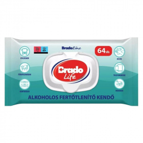 Bradolife fertőtlenítő kendő kupakos 64db