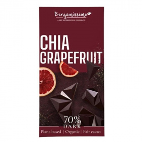 Benjamissimo bio vegán fekete csokoládé chia grapefruit 60g