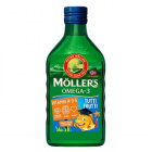 Möllers omega-3 halolaj étrend-kiegészítő a, d és e-vitaminnal, tutti-frutti ízesítéssel 250ml 